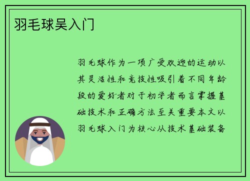 羽毛球吴入门