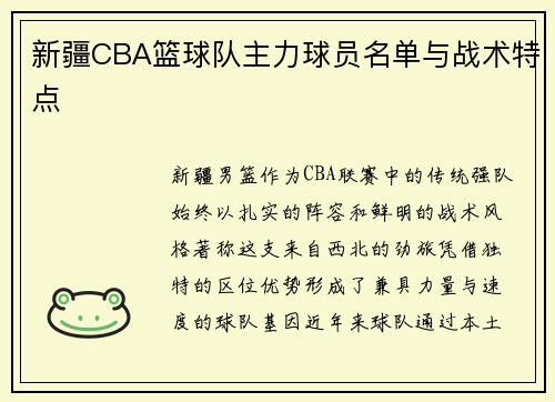 新疆CBA篮球队主力球员名单与战术特点